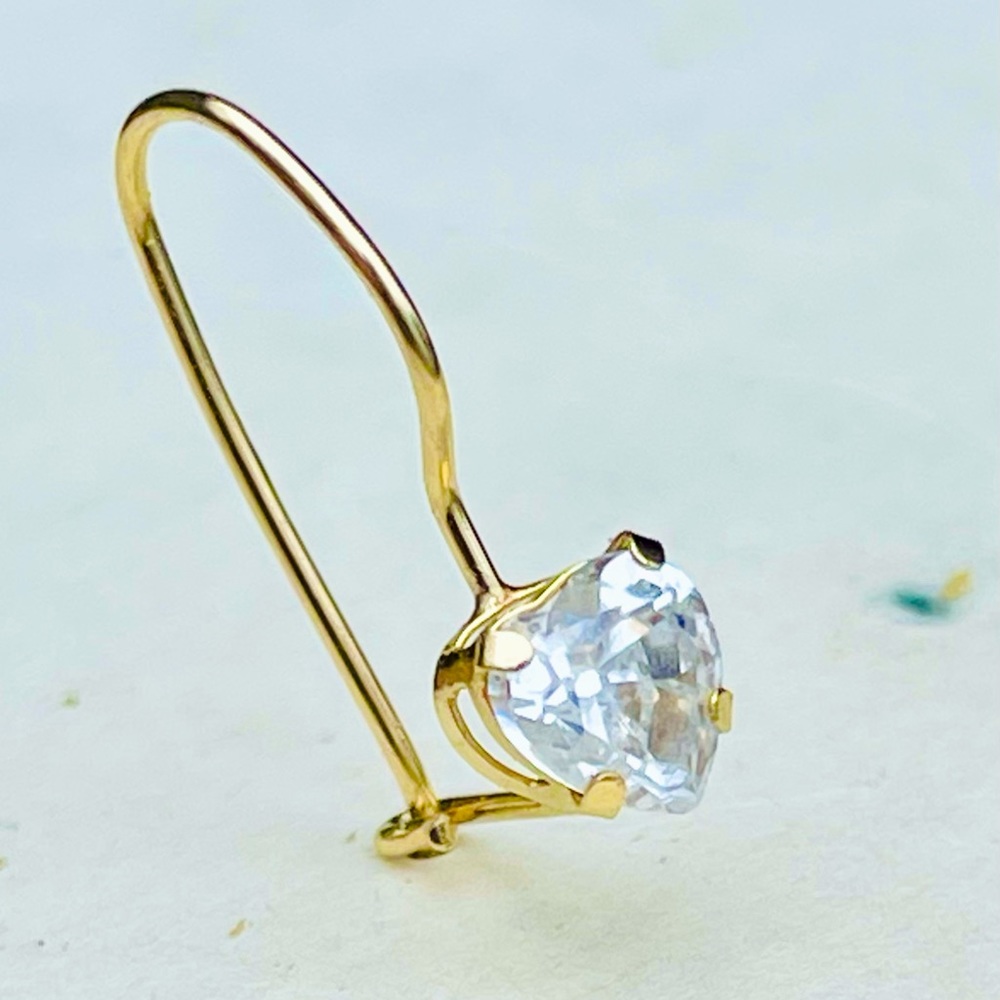 14K Yellow Gold Faceted Heart Drop Single Earrings